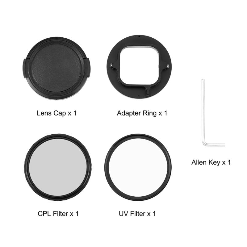 52mm CPL + UV Lens Filter with Adapter Ring for  HERO10 Black Lens Filter Camera Lens Filter Kit