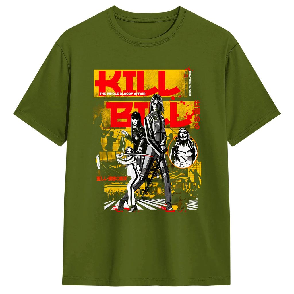 KILL BILL THE WHOLE BLOODY DROP Pure Cotton TShirts Trendy Cool Tee Shirt for Unisexs Summer Y2K Basic Print Short Sleeve Tees