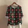 Women's Fashionable And Casual Shirt Half-sleeve Round Neck Print Cotton And Linen Blouse Top
