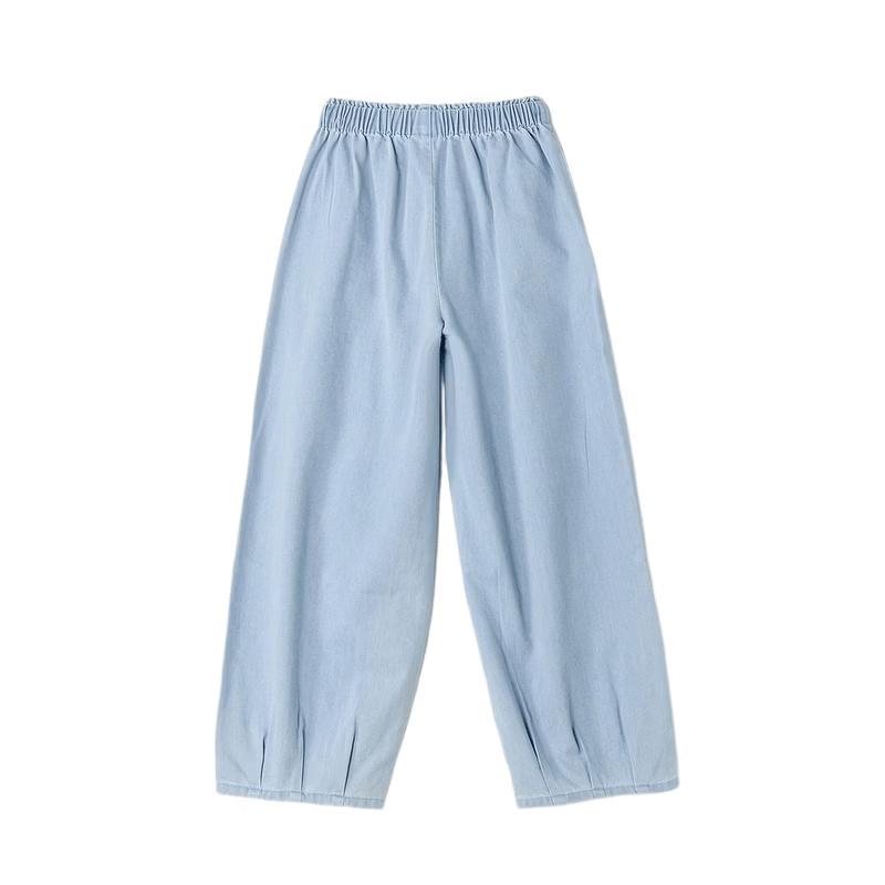 Deesha Girls' Pleated Wide-Leg Denim Jeans