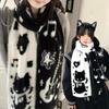 Japanese Cat Guitar Two Tone Knitted Scarf Autumn Winter Atmosphere Versatile Warm Windproof Cold Proof Neck Wrap Student Scarf