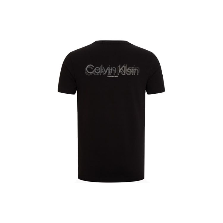 Calvin Klein Casual Crew Neck Rubber Logo Short Sleeve T-Shirt Men Tops Black J319782-BEH