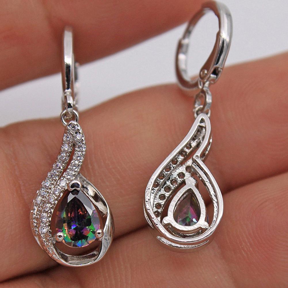 Fashion Women Shiny Water Drop Leaverback Earrings Gift