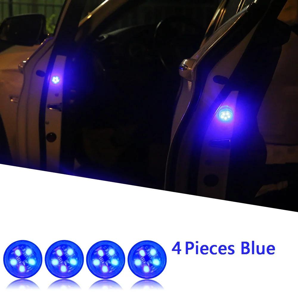 1-4pcs Universal LED Car Opening Door Safety Anti-collision Lights Magnetic Sensor Strobe Flashing Alarm Lights Parking Lamp