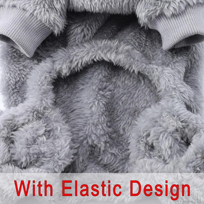 Windproof Winter Flannel Jumpsuit Jacket Coat for Small Dogs Puppy Chihuahua Bulldog Outfit with D Ring Pet Dog