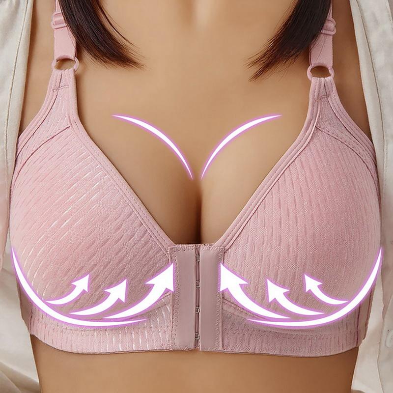 Women Front Buckle 36-44 B C Large Size Bras Solid Color Brassiere Wireless Bralette Seamless Mother Middle Aged Underwear Bra