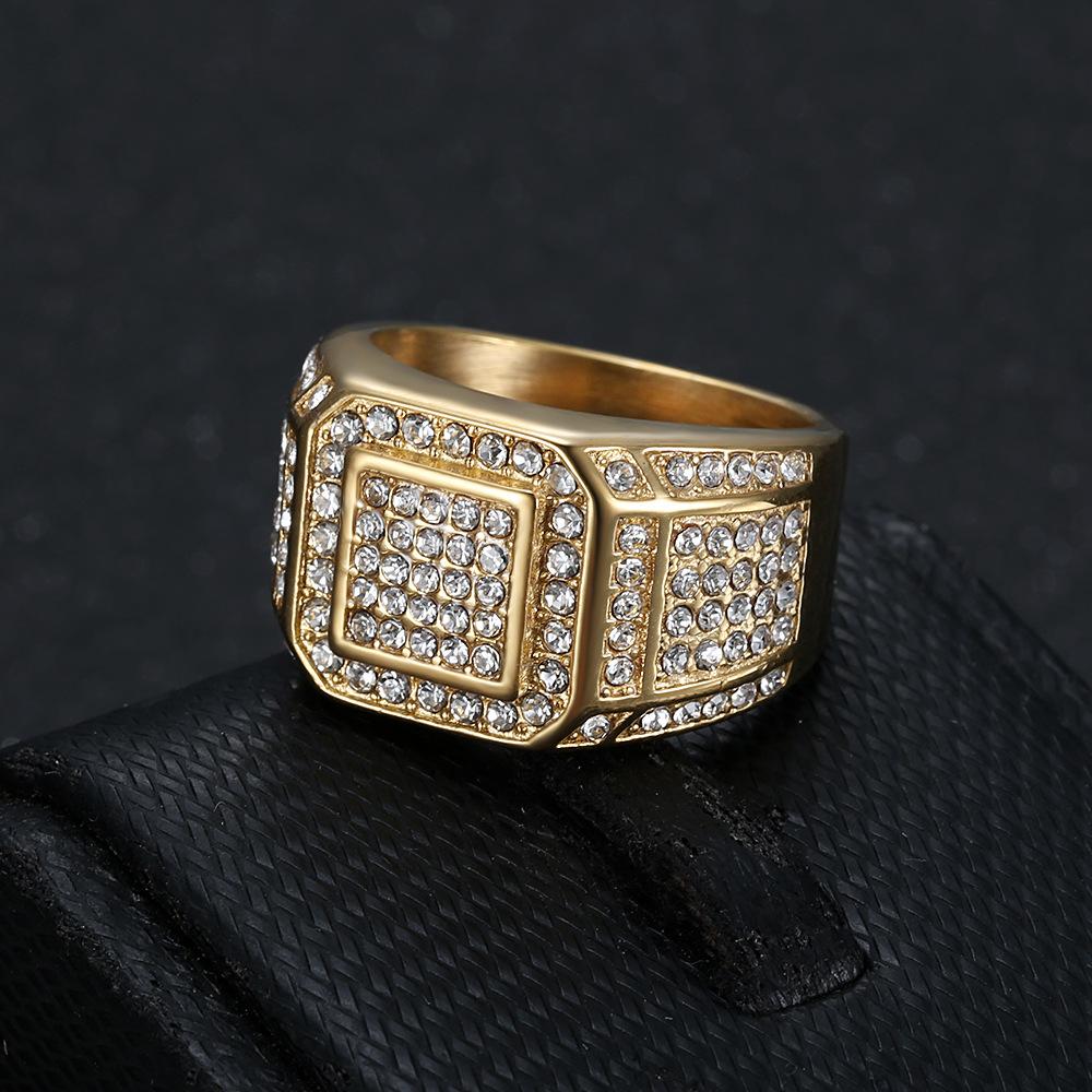 Ring new hip-hop nightclub jewelry gold-plated diamond luxury men's ring
