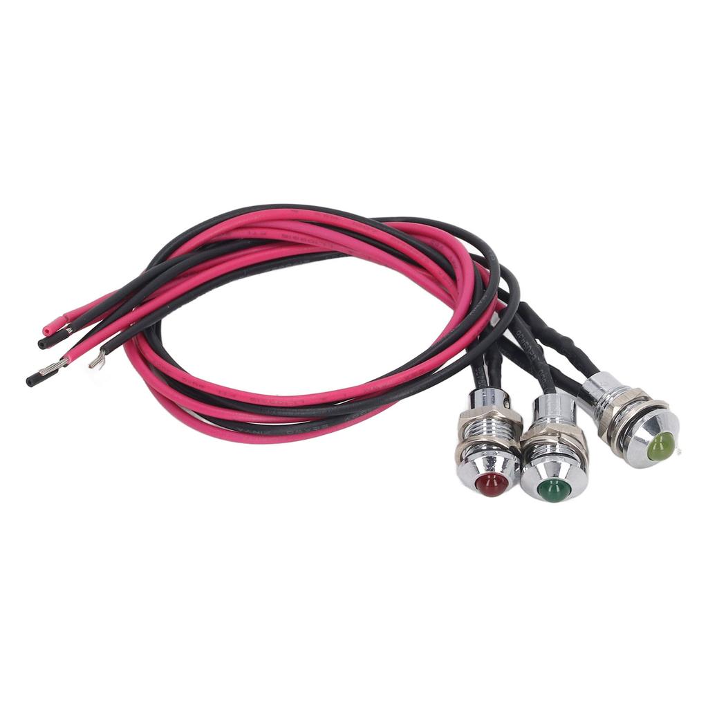 3 Stück LED Metall Kontrollleuchte Wasserdichte Signalleuchte mit Kabel für Auto LKW Boot 24V