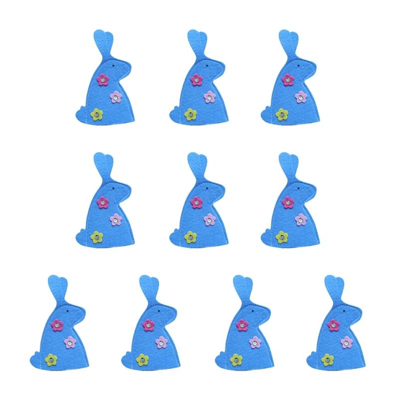 

10Pieces Easter Bunnies Eggs Holder 18x10.50cm Fabric Eggs Covers Eggs Sleeve For Home Decoration Party Table Setting синій