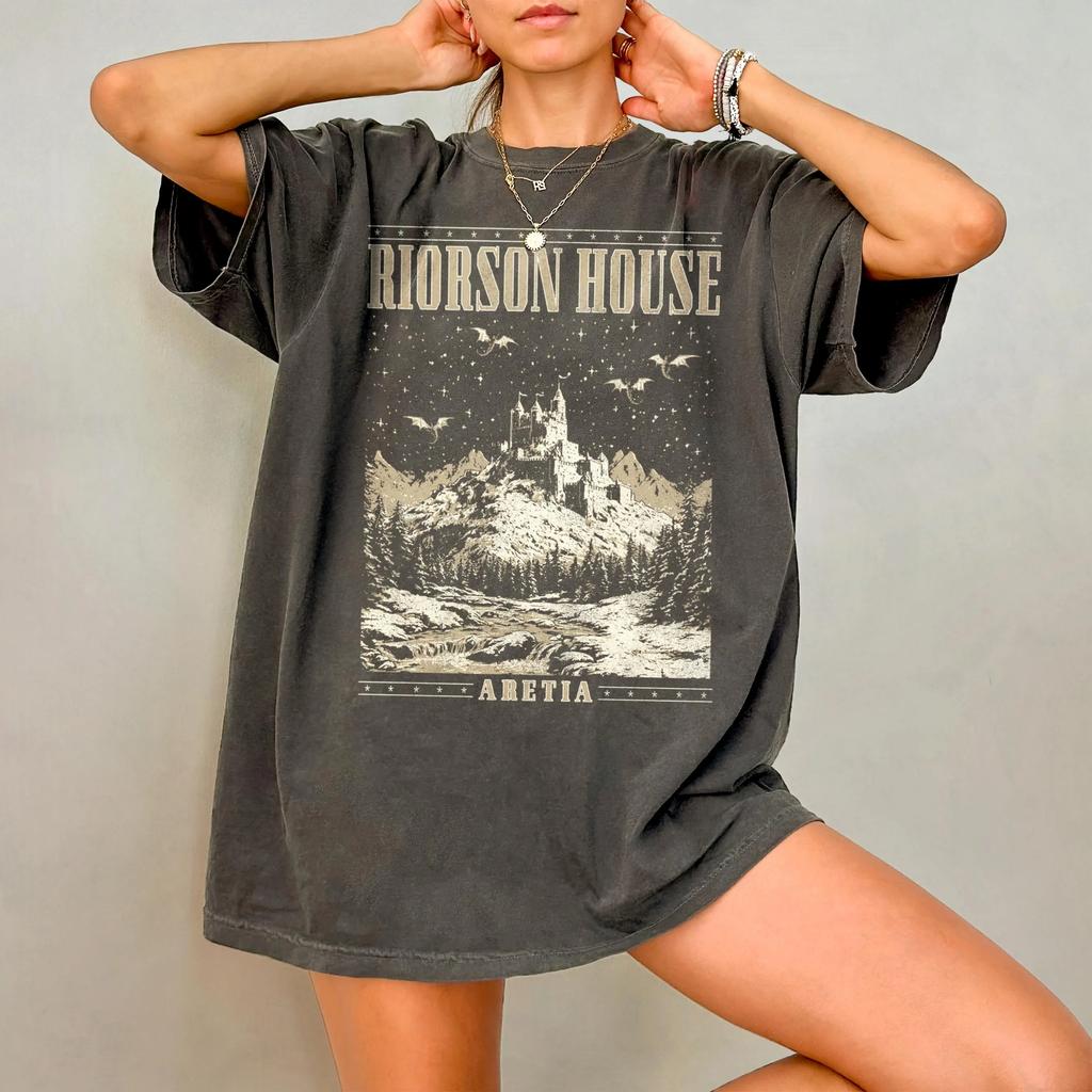 Drachenreiter Aufdruck T-Shirt FrühlingSommer Damen Shirt 2026 Neuer Modetrend Oberteil Kurzarm Bequemes T-Shirt