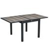 Extending Garden Table, Outdoor Dining Table for 6, Aluminium Frame Rectangular Patio Table with Plastic Board Tabletop,80/160L X 80W X 75H Cm, Grey