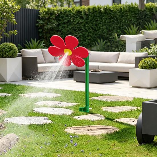 Irrigatore da prato a forma di fiore Crazy Daisy, rotante a 360 gradi, girasole, per irrigazione di giardini, cortili, cani, bambini, esterni