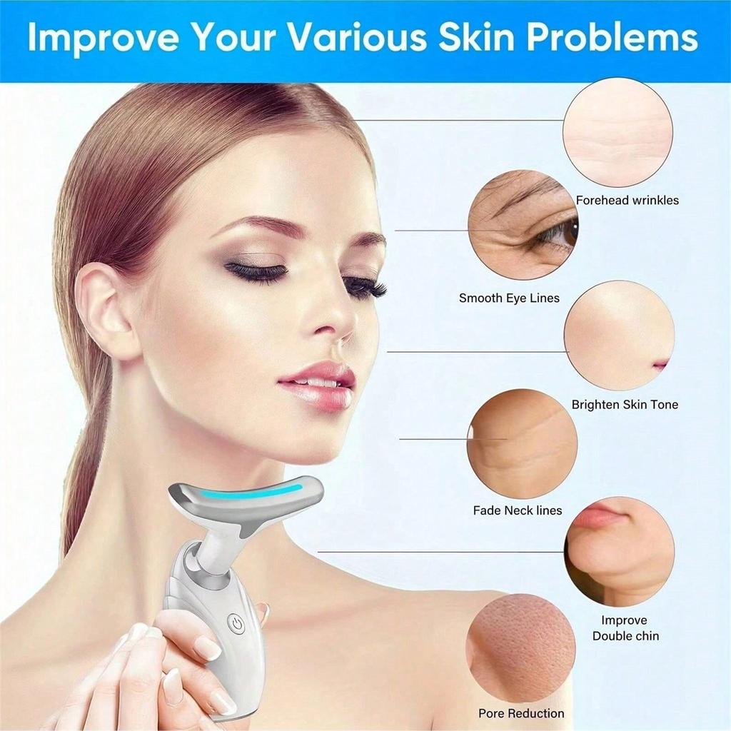 3 Color Neck And Face Massage Device, Multifunction Beauty Instrument, Gift For Women And Mother's Day