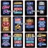 SQDGLZ Vintage Game Zone Neon Metal Sign Tin Sign Plate Home Bar Door Wall Decor Sticker Man Cave Decoration Plaque Poster Gift