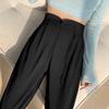 New Chinese Black Wide-leg Suit Pants Women's Early Spring High-waisted Casual Trousers