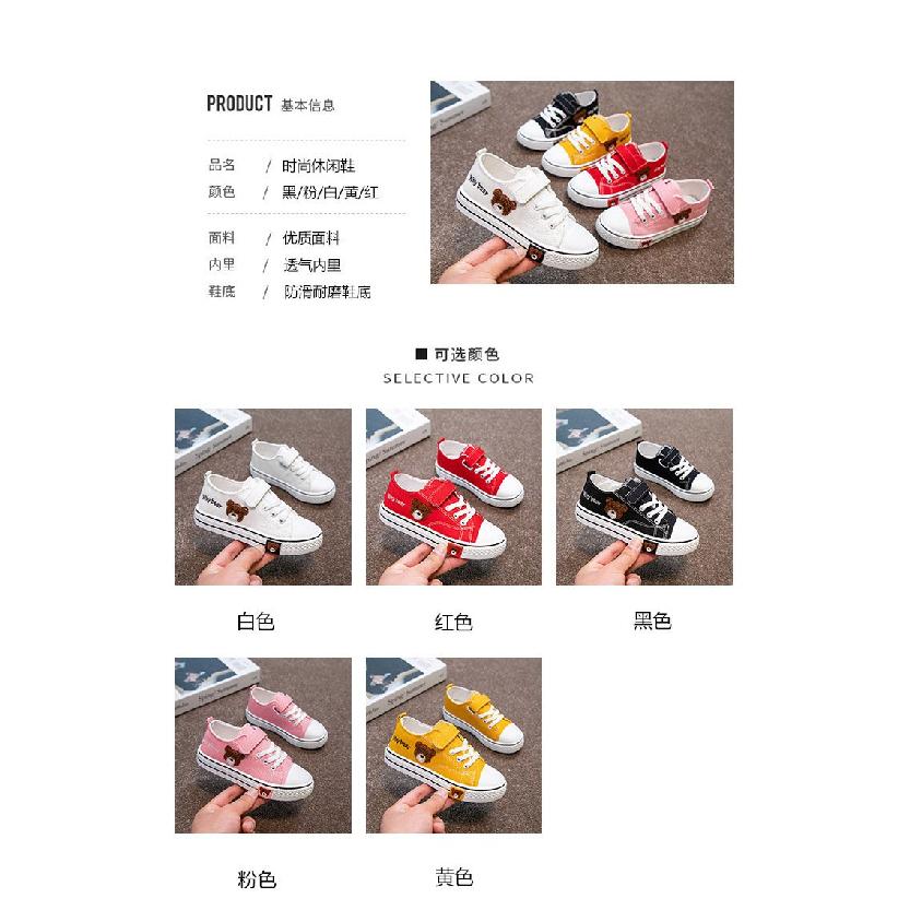 Children's Canvas Shoes New Spring and Autumn Boys' Soft Sole Sports Shoes Girls' Fashionable Big Kids' Velcro Sneakers