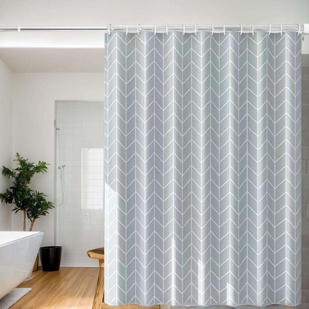 

Advanced Grey Mesh Shower Curtain Nordic Wind Waterproof Bathroom Curtain Toilet Dry Wet Separation Peva Material Waterproof 120*180cm