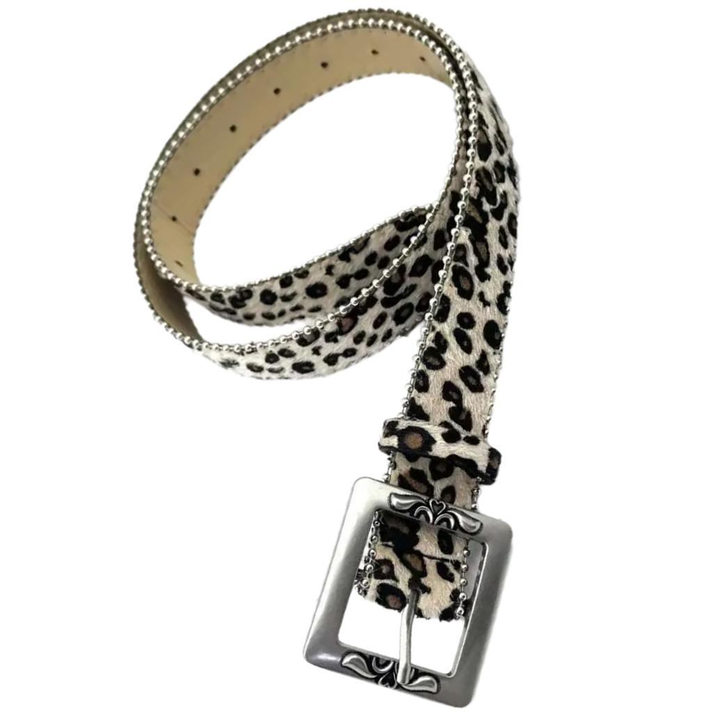 Waist Belt Carved Buckle Leopard Print Chain Costume Belt for Wrap Dress Waist Belt for Suit Skirt Jeans Jewelry