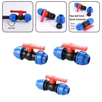 PE Ball Valve Stop Tap Valve Water Pipe Compression Fitting High-quality Plastic