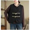 Women's New Stitched Round Neck Button Fashion Solid Color Versatile Casual Loose Sleeveless Vest Top