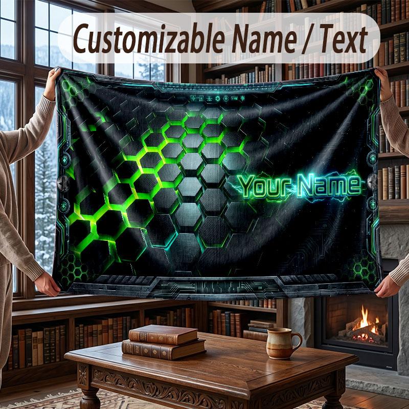 Coperta Ponderata a Tema Geometrico Astratto Coperta Personalizzata con Nome Testo Coperta Morbida Accogliente per Casa Divano Letto