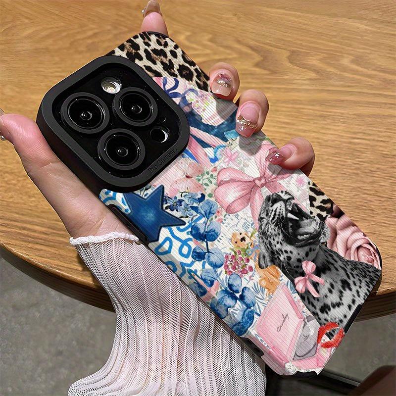 Leopard Floral Sheepskin Leather Phone Case For iPhone 17 16 16e Air 15 14 13 12 11 Pro XS Plus Max XR Camera Protect Shockproof