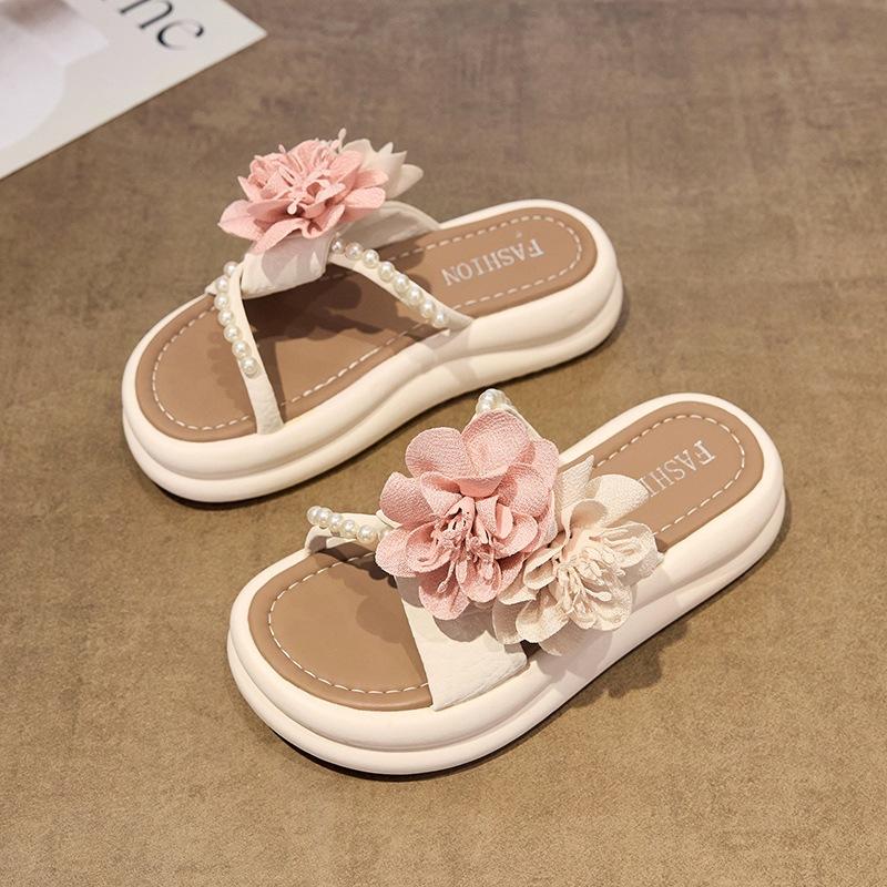 

Fairy wind with skirt cool slippers female summer wear 2025 new flower platform slippers beach one-word drag versatile 35