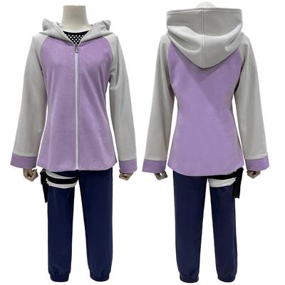 HOLOUN Anime Hyuga Hinata Cosplay Costume Wig Tracksuit Pants Fish Net Top Leg Pouch Cos Convention Daily Wear Gift