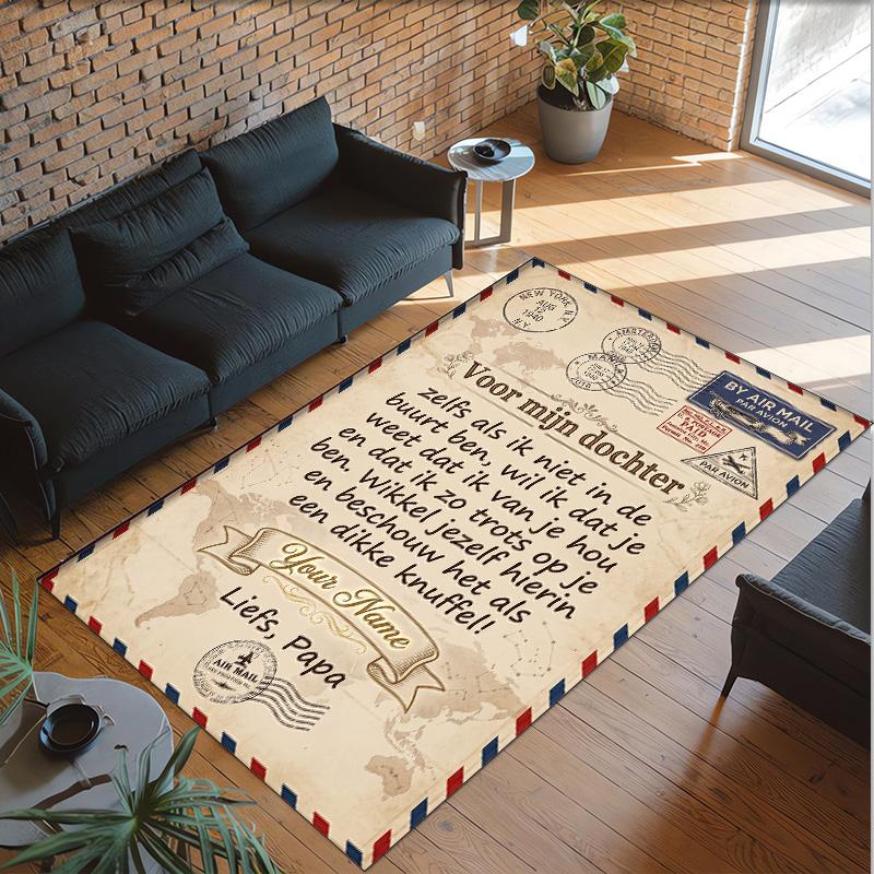 Hearts Theme Crystal Velvet Floor Rug Personalized Custom Name Text Warm Carpet Home Decoration