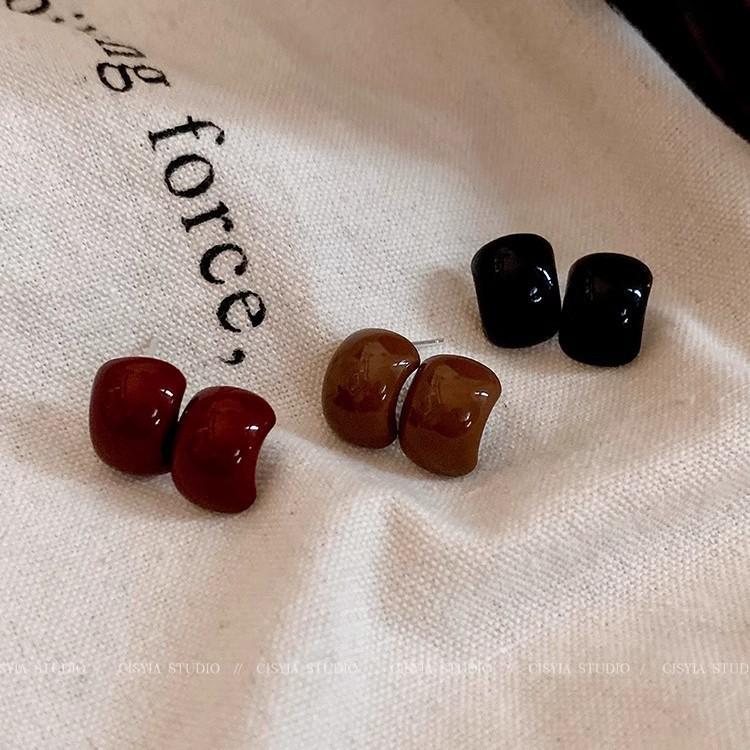 Maillard 2024 Herbst/Winter Rote Tropfenöl Retro Ohrringe für Damen