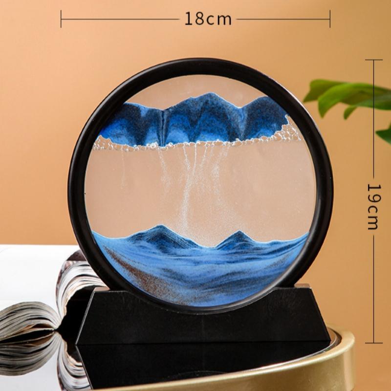 Obraz 3D z dynamicznym ruchomym piaskiem Okrągły szklany ornament Deep Sea Sandscape do relaksującej dekoracji biurka w domu lub biurze Idealny prezent 5 kolorów