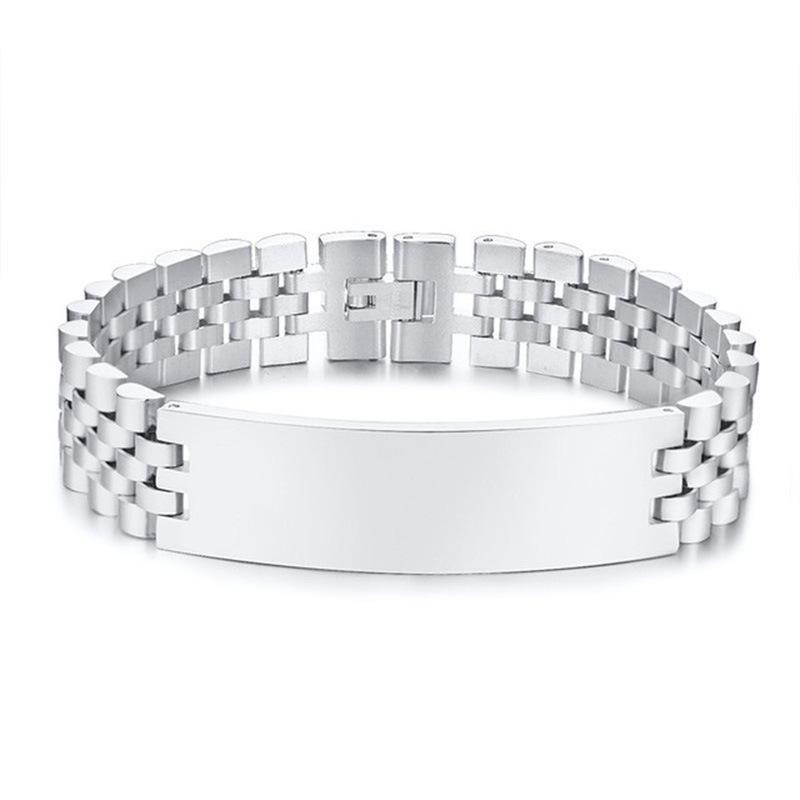 Japan and Korea Fashion Couple Curved Brand Titanium Steel Men and Women Bracelet, Lettering Adjustment Strap, Stainless Steel Watch Chain