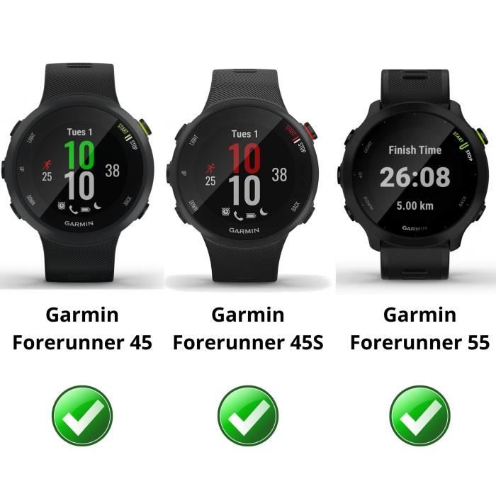 Tvrzené sklo pro Garmin Forerunner 55 - Forerunner 45 - Forerunner 45S [Sada 2 kusů] Ochrana displeje hodinek proti poškrábání Phonillico®