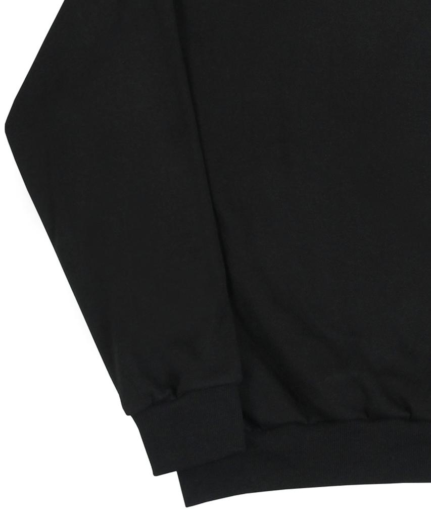 GRAVER [Unisex] Duck Face Embroidered Smile Sweatshirt_Black