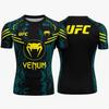 Camiseta de Treino Respirável de Secagem Rápida Masculina UFC Alta Qualidade Gola Redonda Manga Curta Roupa Esportiva para Academia Confortável Top de Verão para Fitness