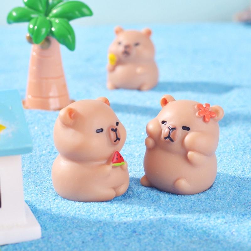 Mini Capybara Figurines Decors Waterproof Toy Playsets Miniature Doll Garden Figurines Cake Toppers Parties Favor