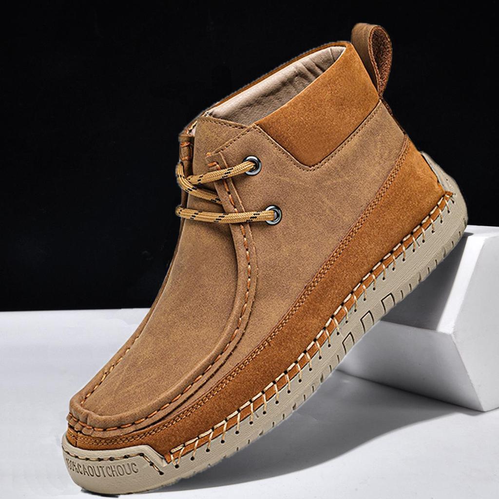 Women's Non-slip Soft Sole Ankle Boots, Spring/Autumn Plus Size Casual Hand-stitched Mother's Shoes