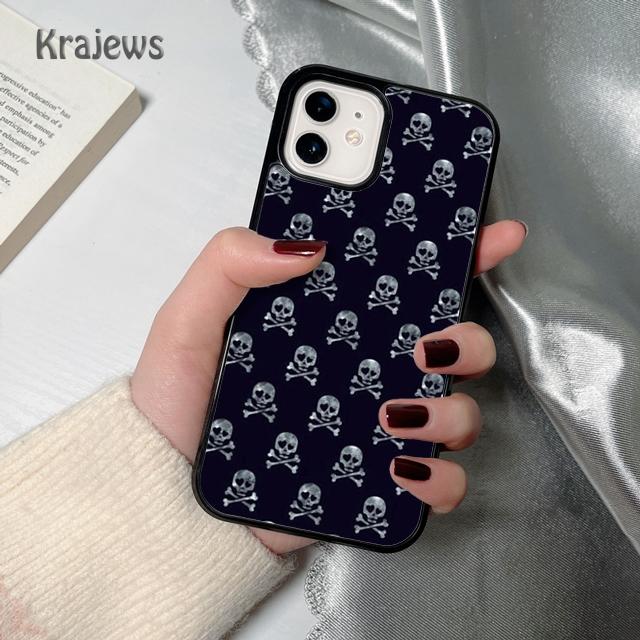 Krajews Skulls Bones Skeleton soft Phone Case Cover For iPhone 17 Air 16 15 14 plus 12 13 pro max coque Fundas