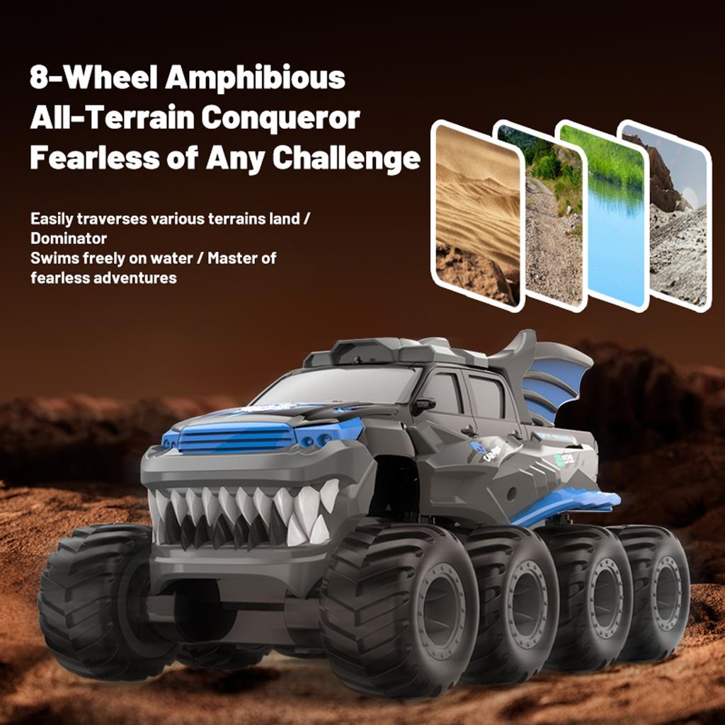 Remote Control Car, 2.4G 8WD Amphibious Waterproof Off Road Vehicle for Kids, 360 degrees  Rotating Pool Lake Outdoor