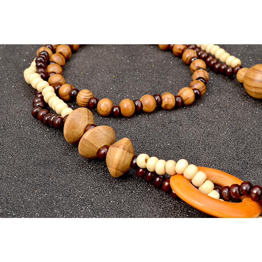 JMXD Handmade Wooden Fish Pendant Necklace Long Boho Beaded Sweater Chain Unisex Ethnic Retro Gift Lightweight Summer Trend