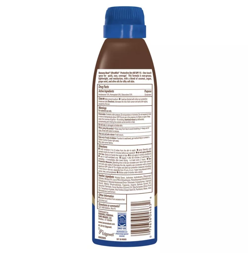 Suchy Spray Z Filtrem Przeciwsłonecznym SPF 15 Banana Boat 170 G