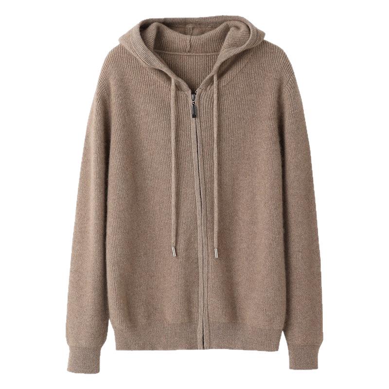 2023 Autumn Women's Zippered Plush Knit Hoodie Sweater