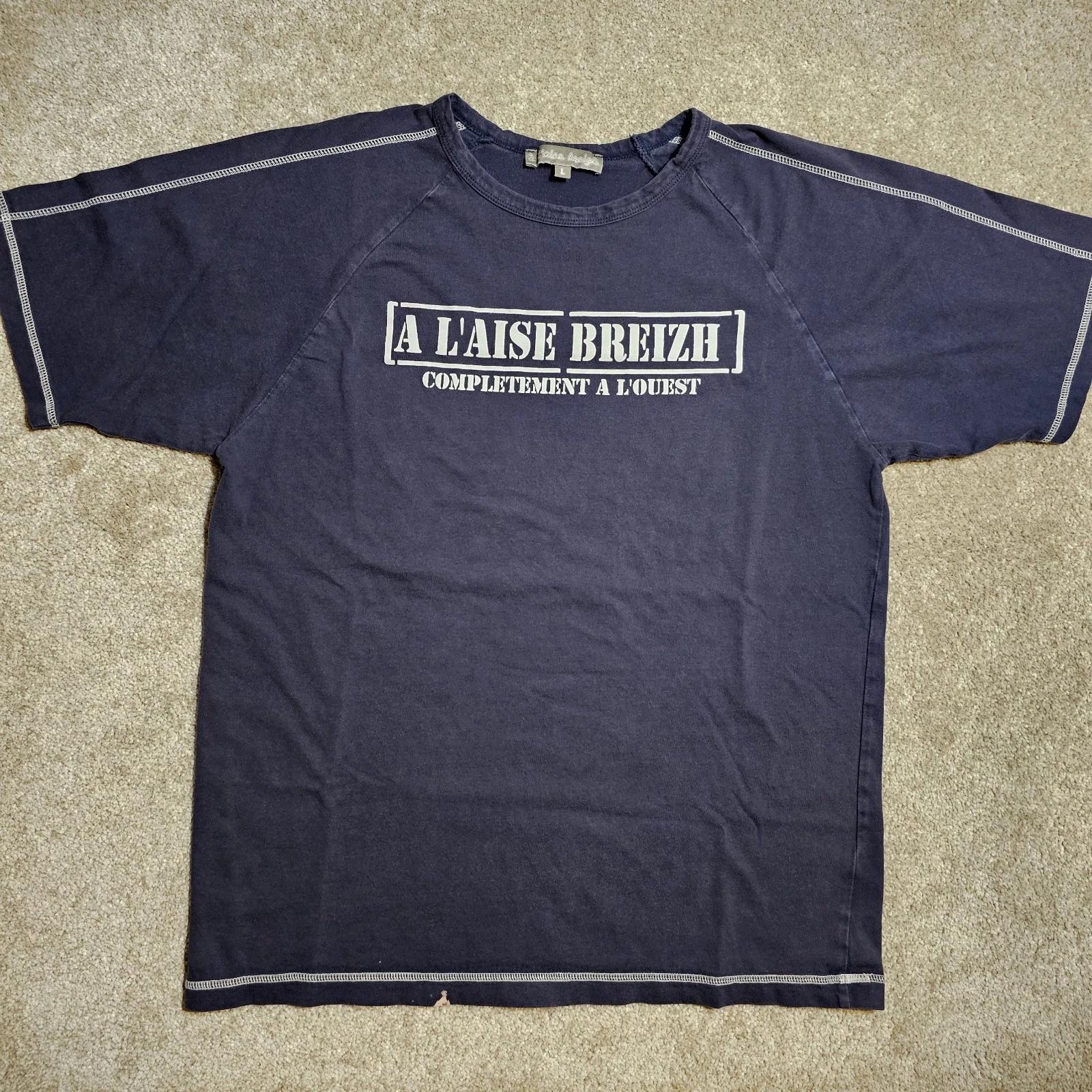 

Vtg 90s Blue A L AISE BREIZH Logo Size L Faded T-shirt Streetwear Skate French XL
