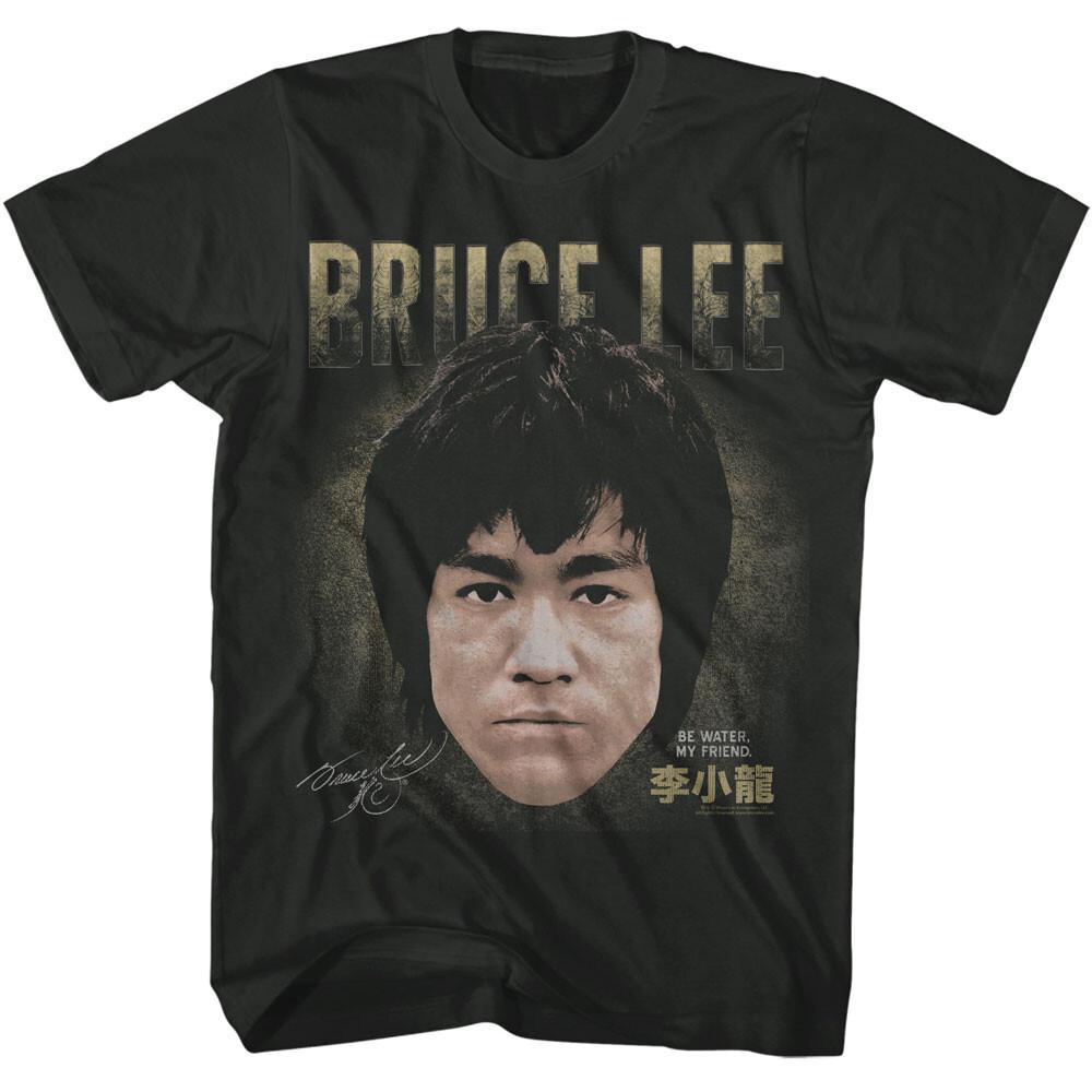 Bruce Lee Signature Face Photo Be Water My Friend Karate Legend Men T Shirt XXXL