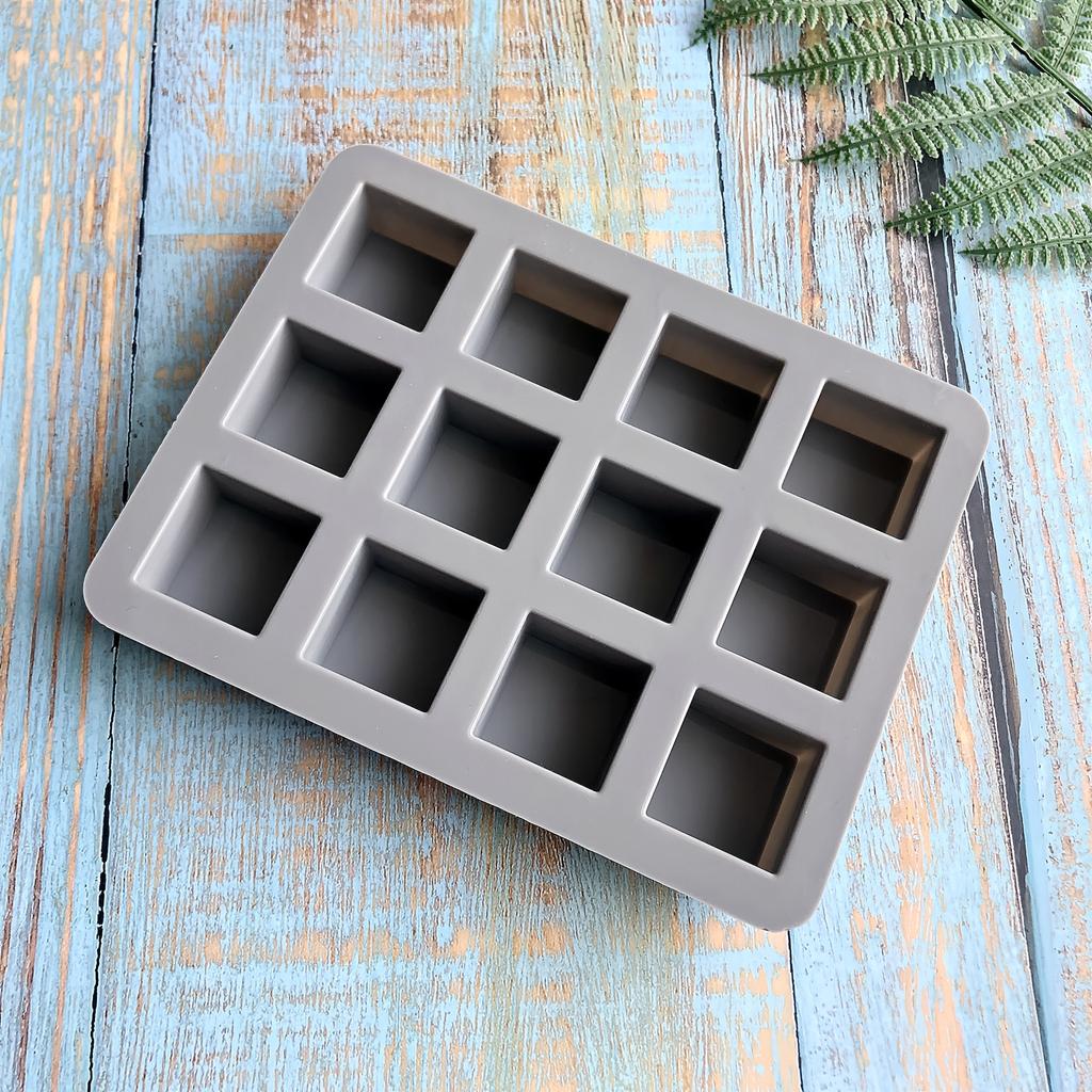 12-Cavity Square Silicone Mold for DIY Crafts, Aromatherapy Candles, Soap, and Clay. Flexible Mold for Making Decorative Ornaments and Resin Art