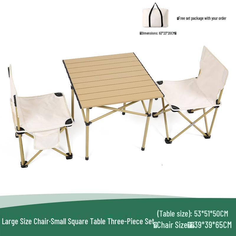 Aluminum-Magnesium Folding Table & Chair Set: 5-Piece Portable Picnic & Camping Gear for Vehicle or Self-Driving Tours