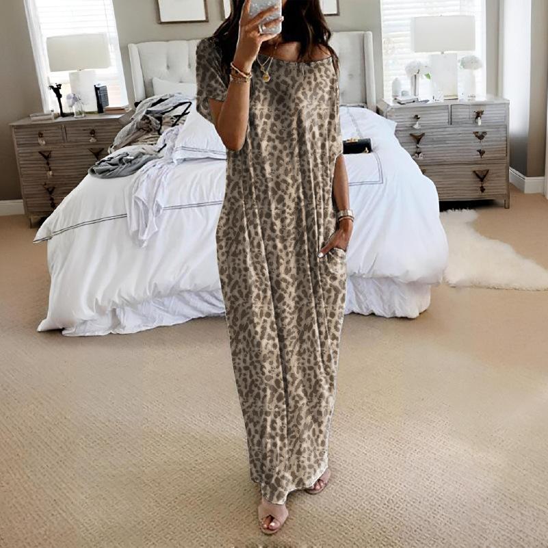 Amazon European and American foreign trade cross-border TK popular summer new women's clothing solid color short-sleeved long casual dress