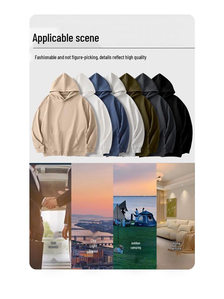 Herren Schweres Kapuzensweatshirt, 430g Extra Dickes Frottee, Winddicht, Warm, mit Tasche für Herbst/Winter.