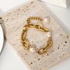 High Quality 18K Gold Plated O-Shaped Adjustable Lager Link Chain Stainless Steel Pearl Bracelet Jewelry Femme