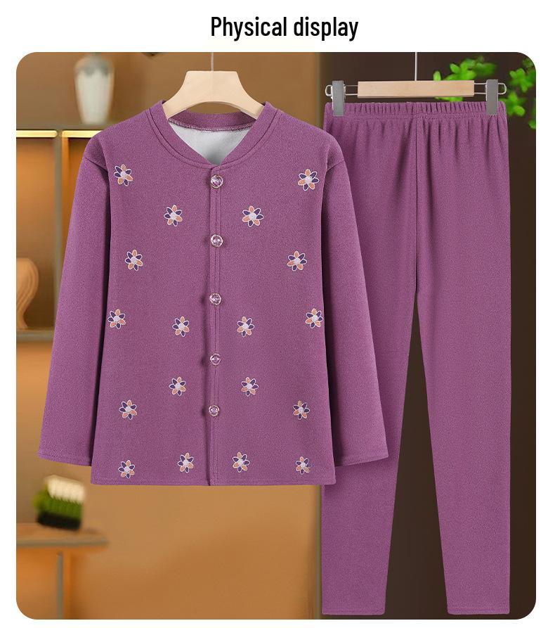 Women's Thermal Fleece-Lined Winter Pajama Set - Cardigan & Pants
